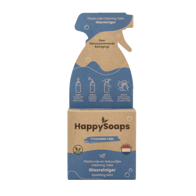Happysoaps Cleaning Tabs Glass Cleaner Sparkling Mint 3 Pack
