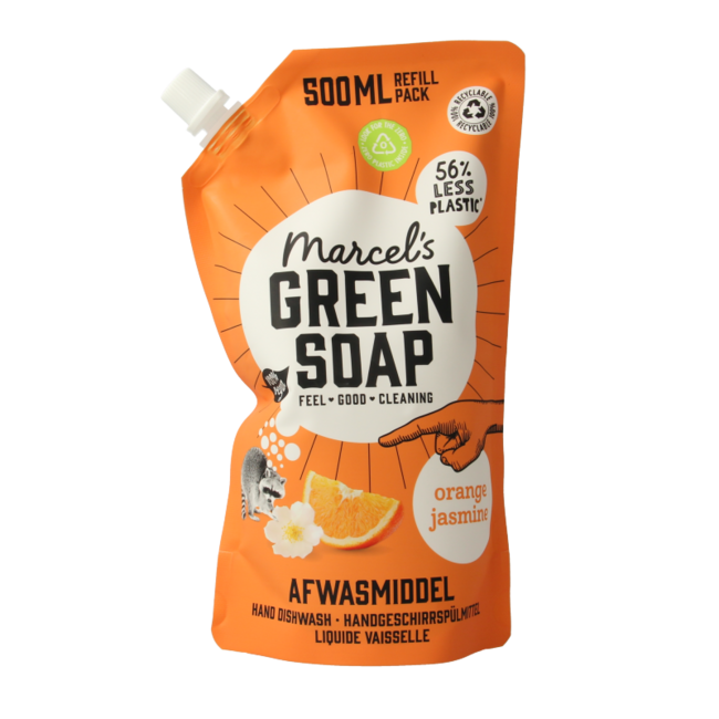 Marcel's Green Soap Płyn do mycia naczyń pomarańcza i jaśmin, wkład uzupełniający 500 mililitrów