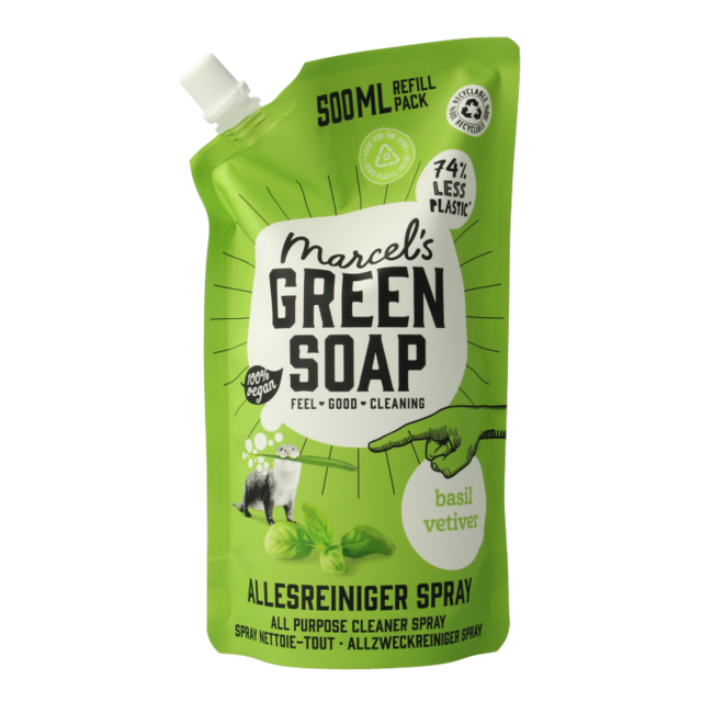 Spray nettoyant multi-usages basilic et vétiver recharge 500 ml