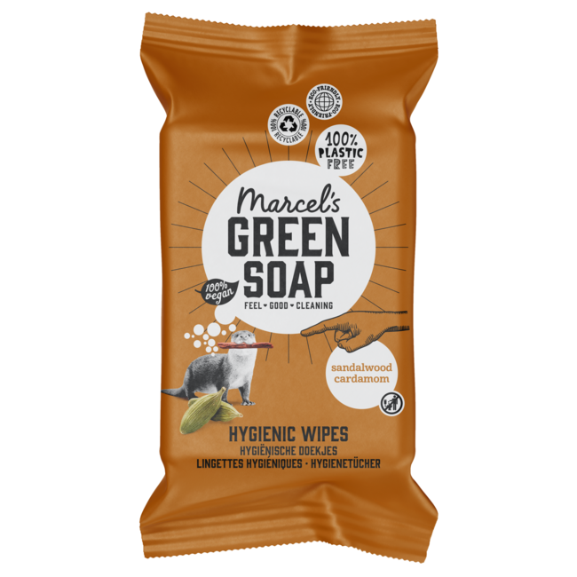 Marcel's Green Soap Cleansing Wipes Sandalwood & Cardamom - 60 Pack