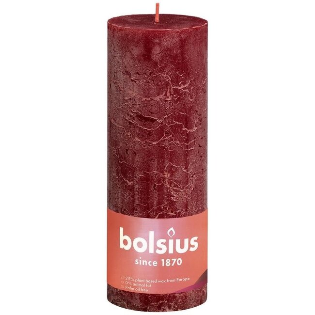 Bolsius rustic pillar candle Shine 190/68 Velvet Red 1 piece