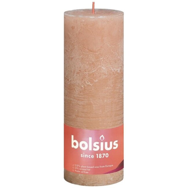 Candela Rustica Bolsius effetto lucido 190/68 rosa cipria 1 Pezzo