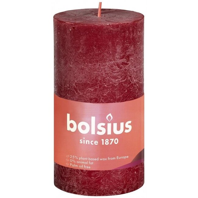 Bolsius Rustic Pillar Candle Shine 100/50 Velvet Red 1 Piece