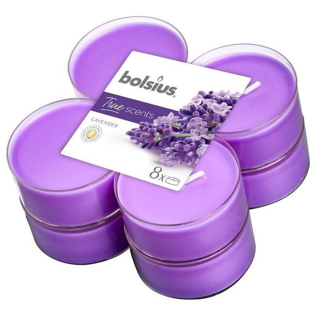 Bolsius True Scents maxilicht lavendel 8 Stuks