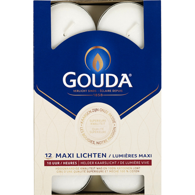 Maxi waxinelicht 10 uur wit 12 Stuks
