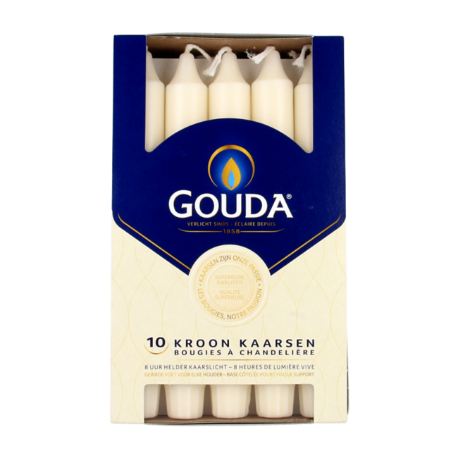 Velas de corona Gouda marfil 200/24 10 unidades