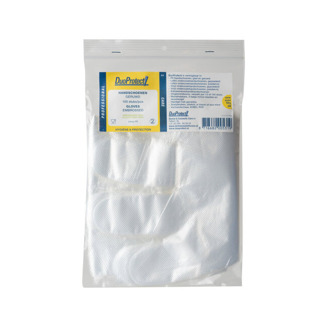 Gants jetables Duoprotect transparents texturés 100 pièces
