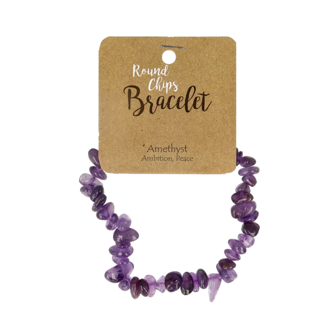 Pulsera de chips de amatista natural en tarjeta 1 unidad