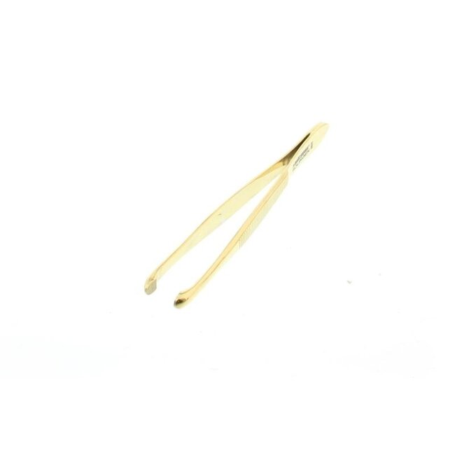 Pinzetta Malteser 8cm dorata curva punta tonda 326 (1 Pezzo)