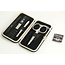 Astuccio Manicure Malteser 4 pezzi in Pelle Verniciata e Velluto Nero, 1 Set