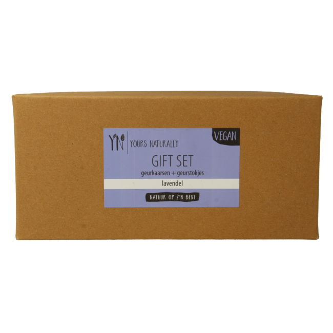 Yours Naturally Giftset 2 geurkaars&1x geurstokjes lavendel 1 Set