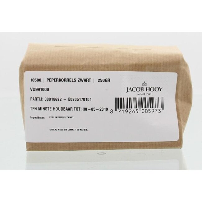 Jacob Hooy Peperkorrels zwart 250 Gram