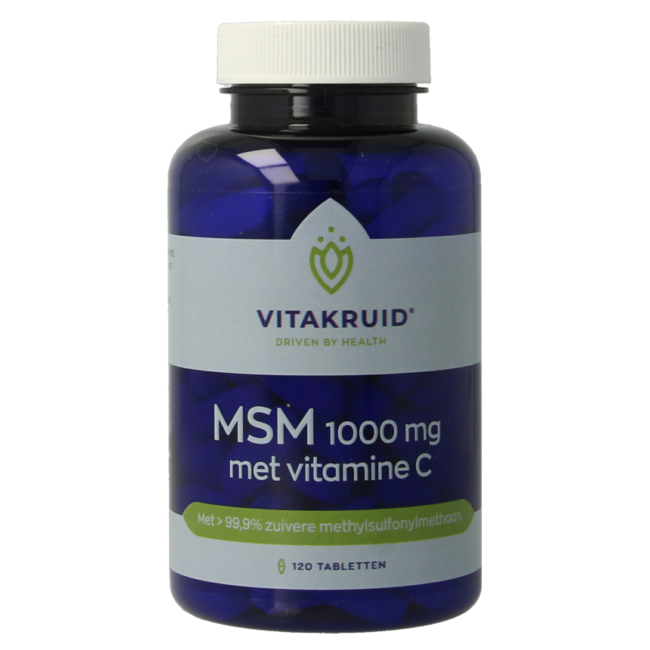 MSM 1000 mg > 99.9% Pure + Vitamin C 120 Tablets