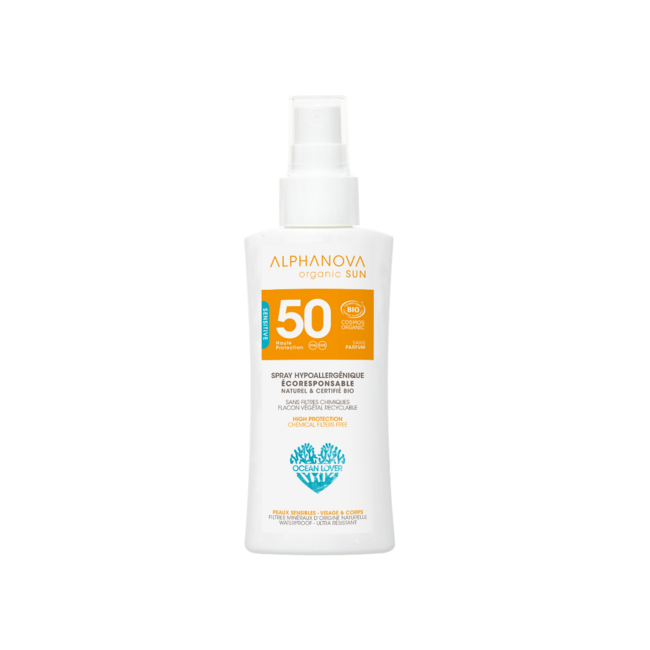 Alphanova Sun Spray solar bio hipoalergénico SPF50 orgánico 90 g