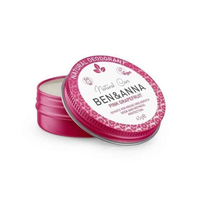 Ben & Anna natural deodorant cream pink grapefruit tin 45g