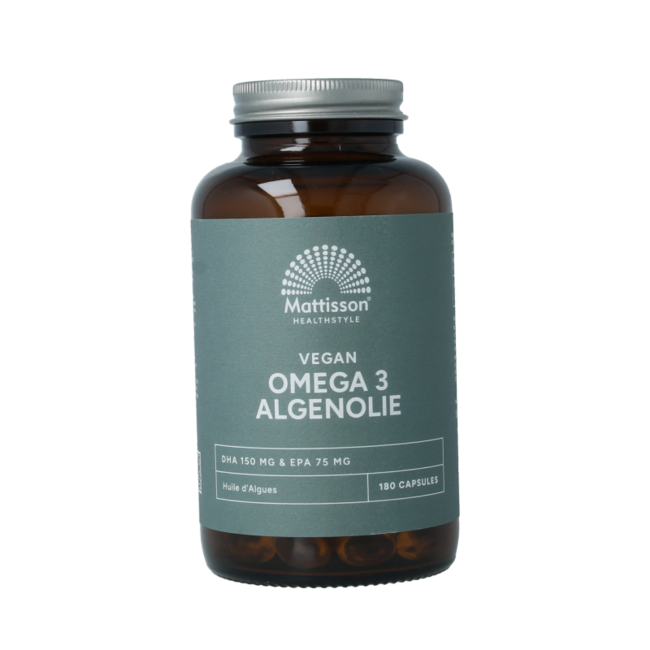Veganes Omega 3 Algenöl DHA 150mg EPA 75mg 180 Vegetarische Kapseln