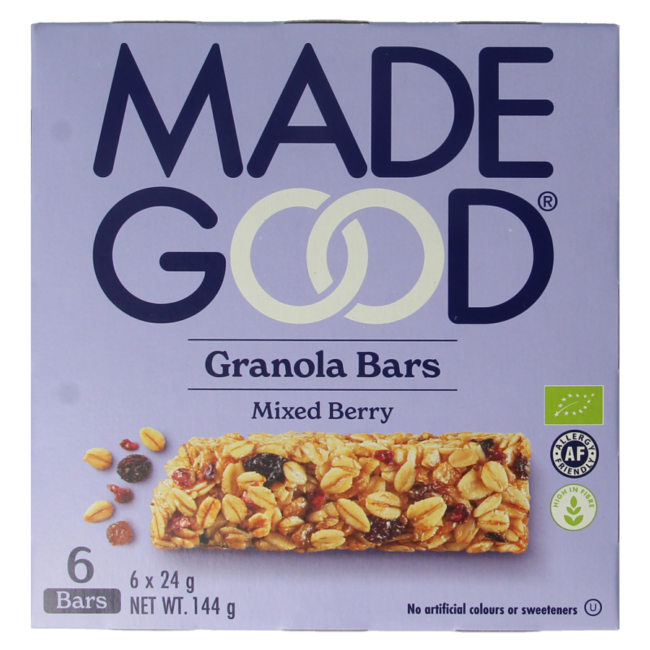 Made Good Barre de céréales granola baies mélangées 24 grammes bio 6 barres