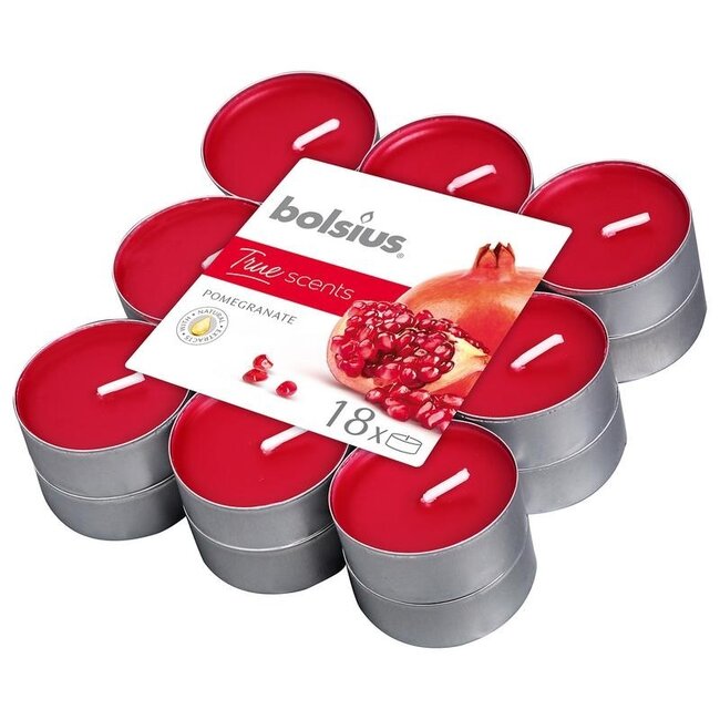 Bolsius True Scents Teelichter Granatapfel, 18 Stück