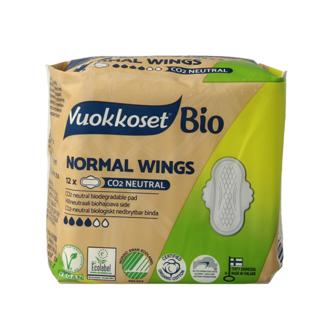 Compresas Bio Normal con Alas 12 Unidades