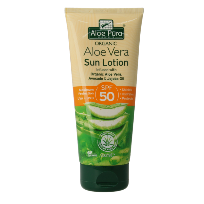 Optima Aloe pura organic aloe vera zonnelotion SPF50 200 Milliliter