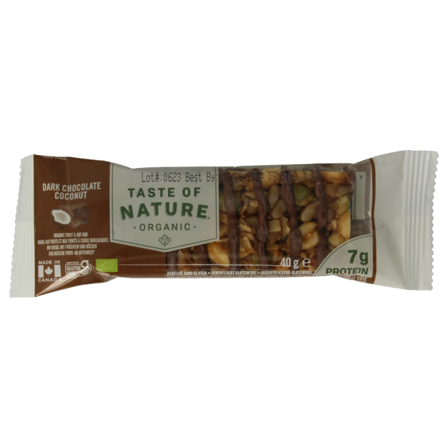 Taste Of Nature Dark Chocolate Coconut Organic 40 Gram