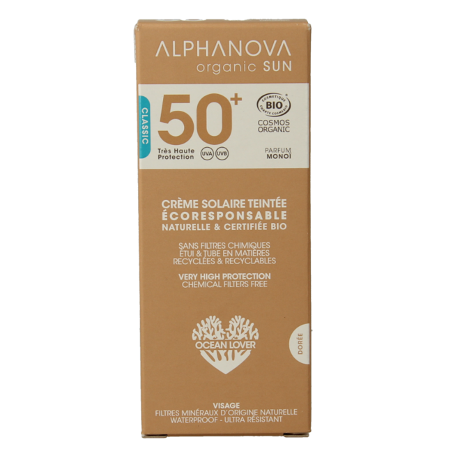 Alphanova Sun Crema solar bio con color dorada SPF50+ 50 g