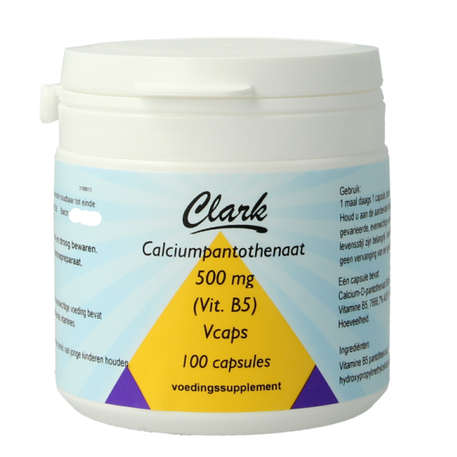 Clark Vitamine B5 pantotheenzuur 500mg 100 Vegetarische capsules