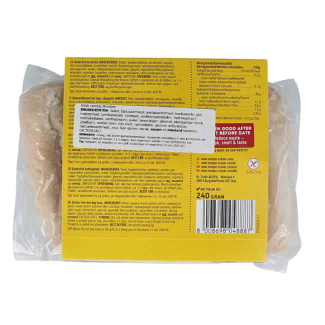 Hotdog broodjes glutenvrij 240.00 Gram