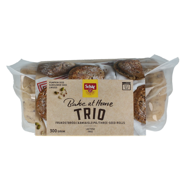 Afbakbroodjes trio glutenvrij 300.00 Gram