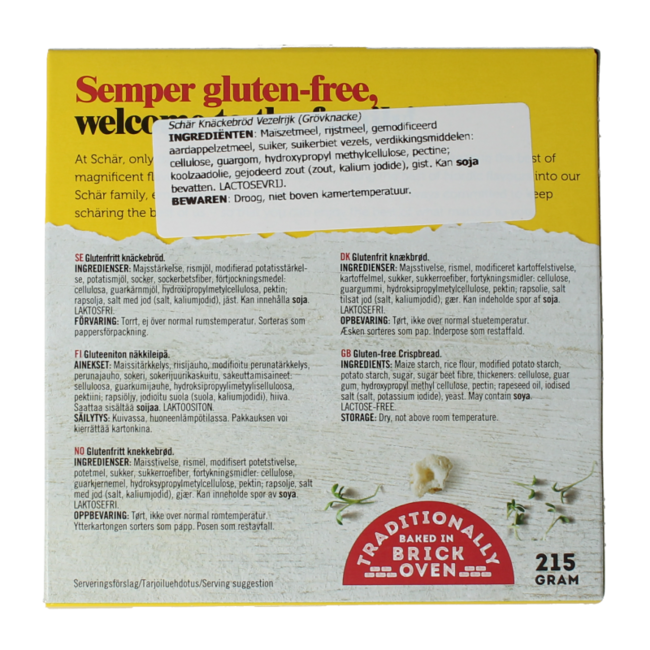 Knackebrod vezelrijk glutenvrij 215.00 Gram