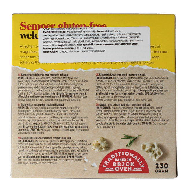 Knackebrod rozemarijn zout glutenvrij 230.00 Gram