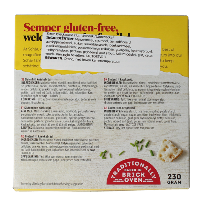 Knackerbrod dun vezelrijk glutenvrij 230.00 Gram