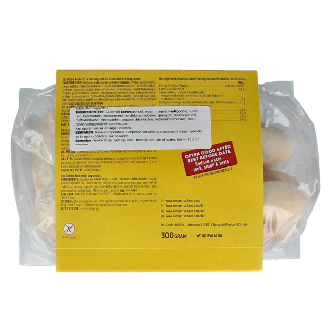 Baguettes mini glutenvrij 300.00 Gram