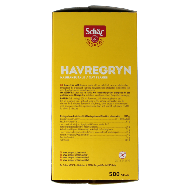 Havervlokken glutenvrij 500.00 Gram