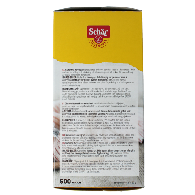 Havervlokken glutenvrij 500.00 Gram