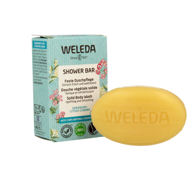 Weleda Duschstück Geranie + Litsea Cubeba 75 Gramm