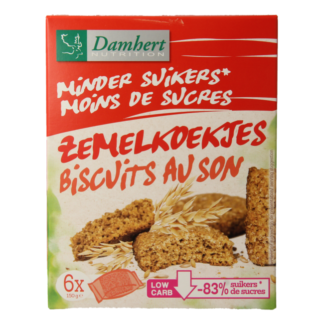 Damhert Biscuits au son teneur réduite en sucre 150 g