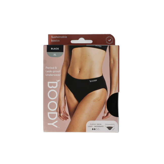 Boody Menstruationsunterwäsche Bikini-Slip Schwarz leicht XL 1 Stück
