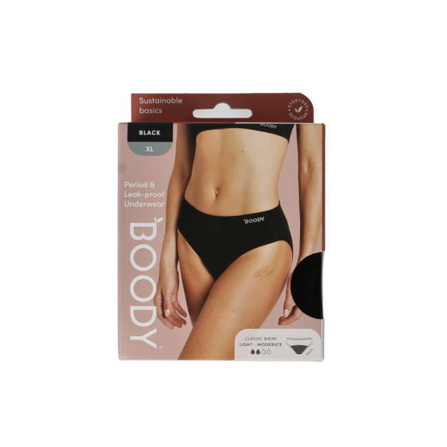 Slip bikini mestruale Boody nero assorbenza leggera XL 1 Pezzo