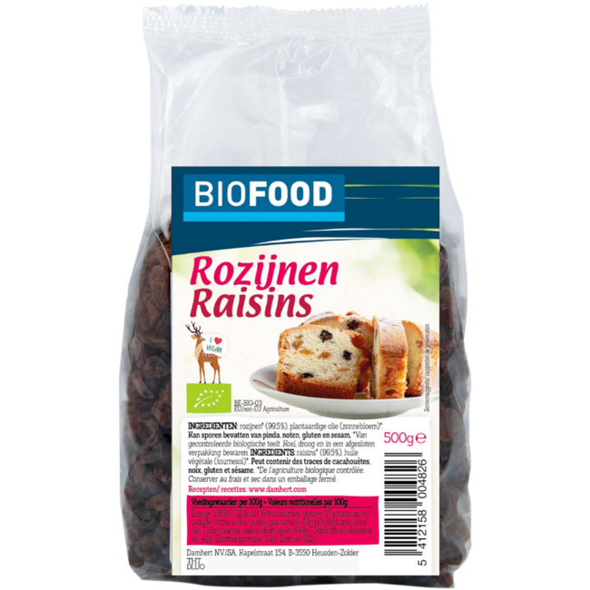 Damhert Rozijnen bio 500 Gram