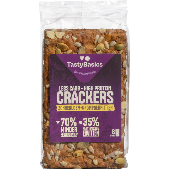 TastyBasics Cracker a basso contenuto di carboidrati e alto contenuto proteico semi di girasole/zucca 200 Grammi