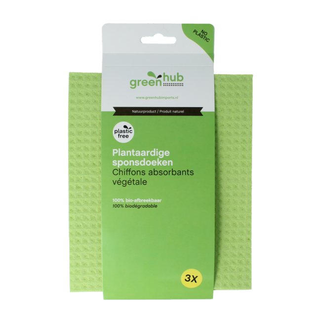 Panni Spugna Vegetali Greenhub, 3 Pezzi