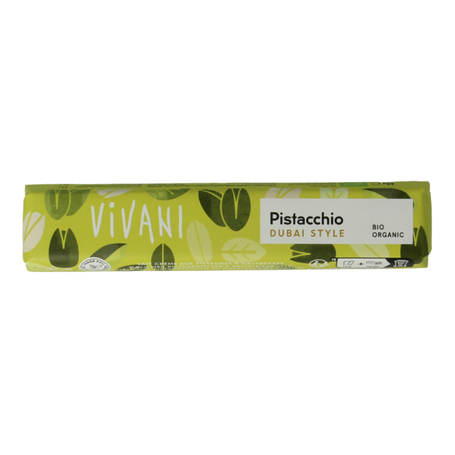 Vivani Cioccolato da Passeggio Pistacchio Stile Dubai Bio 40 Grammi