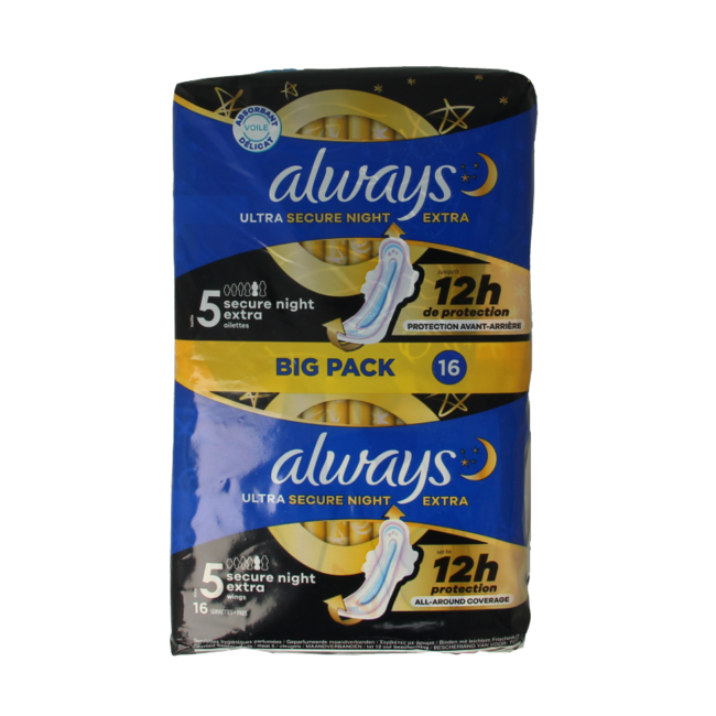 Always Ultra Secure Night sanitary towels 16 pack
