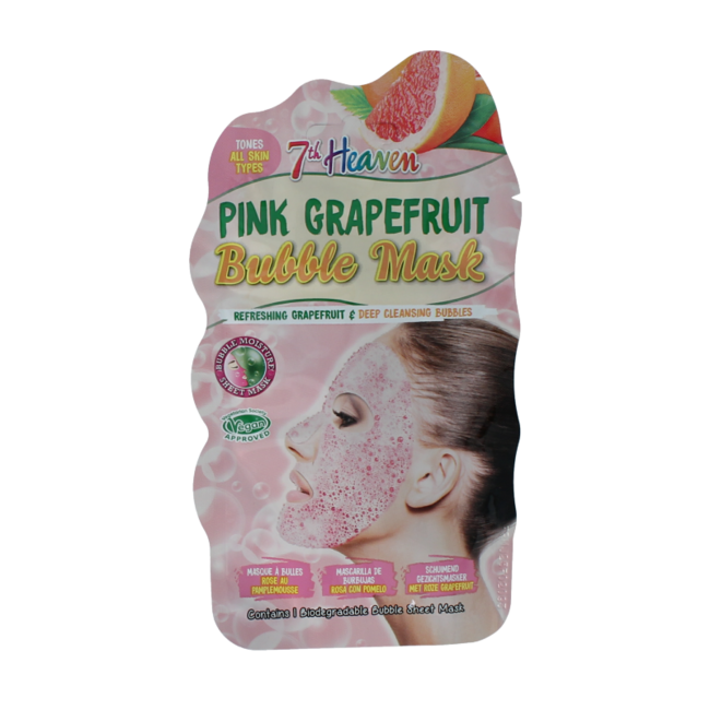 Montagne 7th Heaven mascarilla facial bubble sheet de pomelo rosa 1 unidad