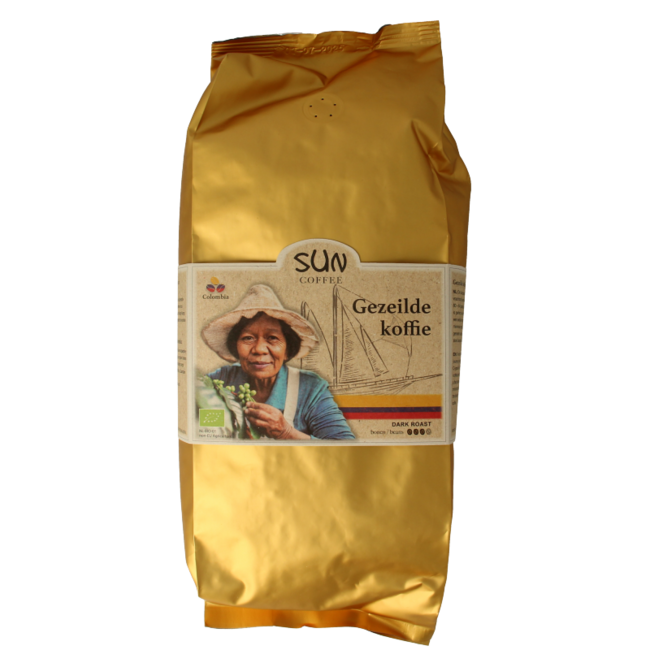 SUN Coffee Chicchi di caffè trasportati a vela tostatura scura bio 1 Chilogrammo
