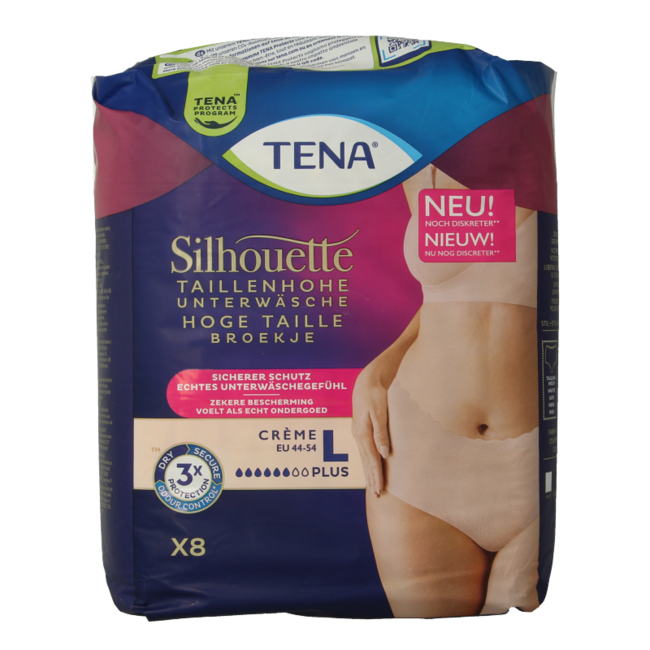 TENA Silhouette Plus High Waist Crème Talla L 8 unidades