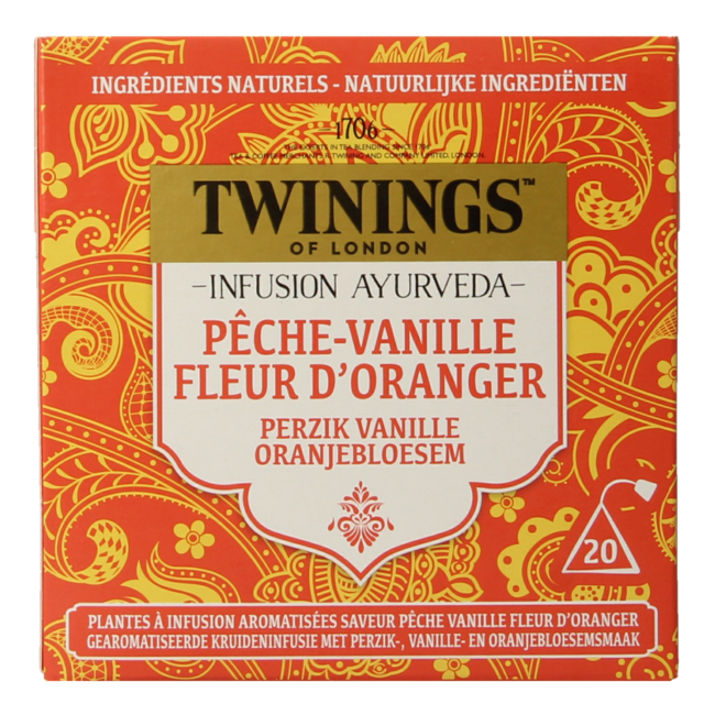 Twinings Ayurveda vanille pêche fleur d'oranger 20 sachets