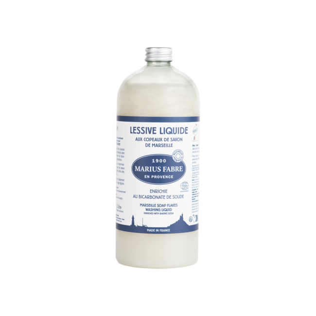Detergente líquido de escamas de Jabón de Marsella Marius Fabre con bicarbonato de sodio 1 Litro