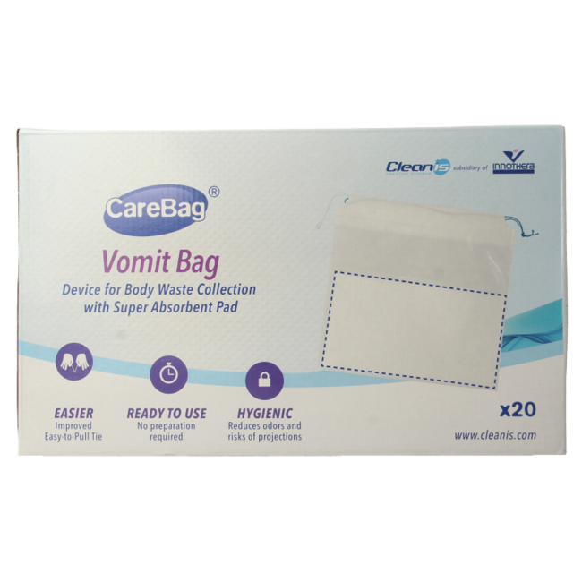Sacchetti Antivomito CareBag con Assorbimento Odori, Confezione da 20 Pezzi